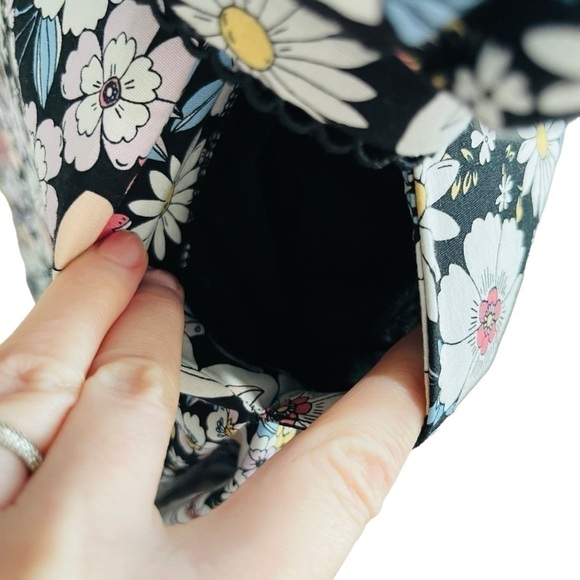 Rachel Parcell Size Small Black Floral Cotton Puff Sleeve Retro Minidress NWT - Picture 13 of 16